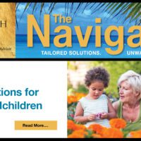 Image of UVWA masthead and grandparent with grandchild for financial considerations article